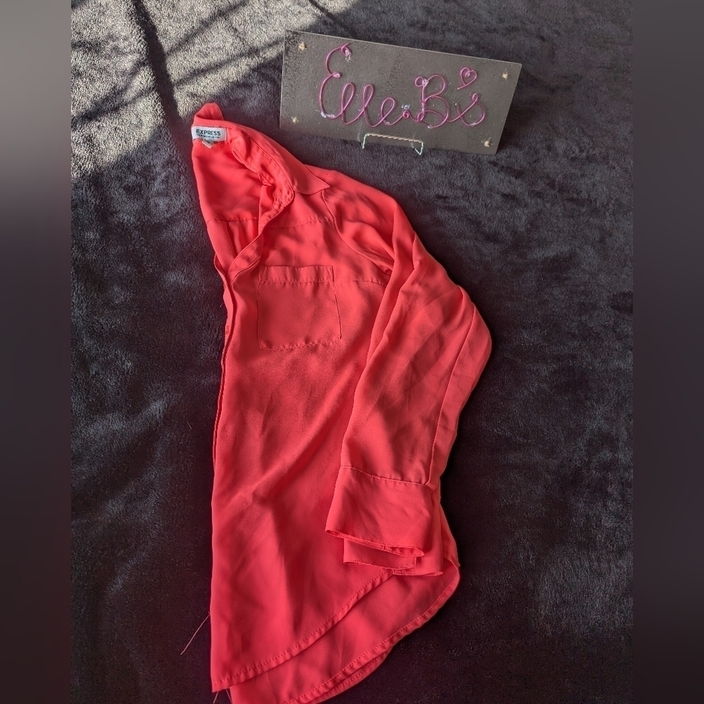 Elle B Coral Button-Up Blouse